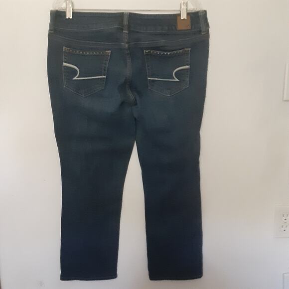 American Eagle Womens Jeans Sz 12 Reg Artist Stretch Low Rise Distressed Cropped - Picture 7 of 12
